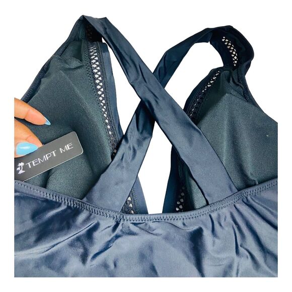 Temp Me Black Swimsuit-one-piece Crossback Size 24W Deep V Neck for Women's - Picture 7 of 9